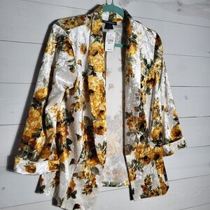 NWT Ashley Stewart Blazer Velvet Floral Retro Cottagecore Jacket.